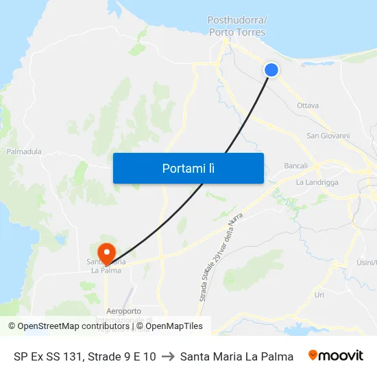 SP Ex SS 131, Strade 9 E 10 to Santa Maria La Palma map