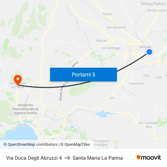 Via Duca Degli Abruzzi 4 to Santa Maria La Palma map
