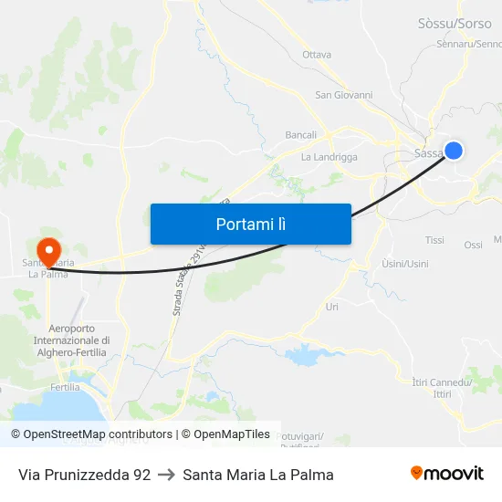 Via Prunizzedda 92 to Santa Maria La Palma map