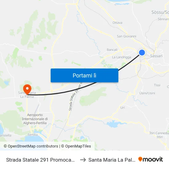 Strada Statale 291 Promocamera to Santa Maria La Palma map