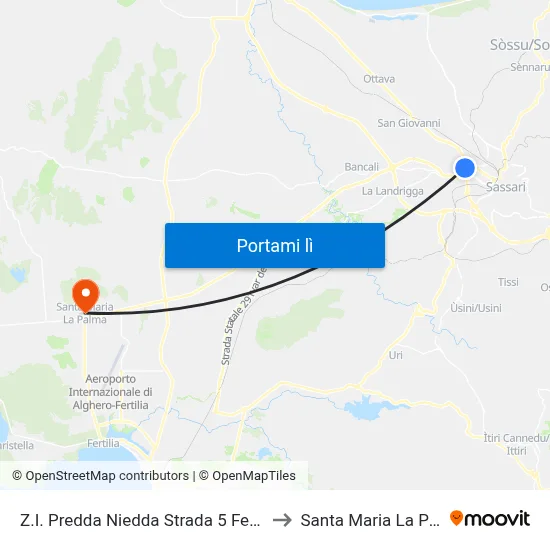 Z.I. Predda Niedda Strada 5 Fermata 1 to Santa Maria La Palma map