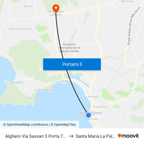 Alghero Via Sassari 3 Porta Terra to Santa Maria La Palma map