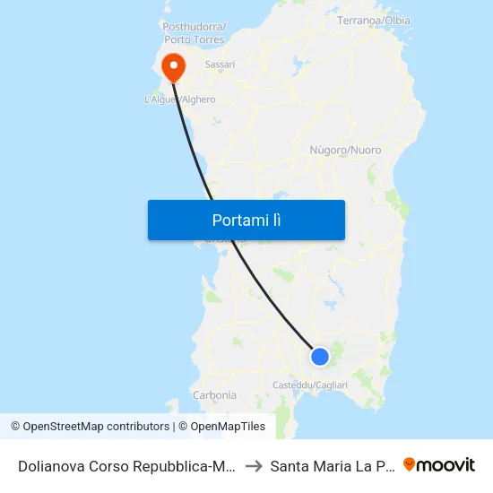 Dolianova Corso Repubblica-Municipio to Santa Maria La Palma map