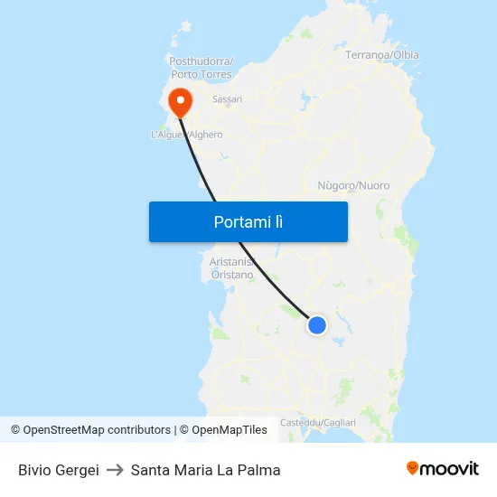 Bivio Gergei to Santa Maria La Palma map