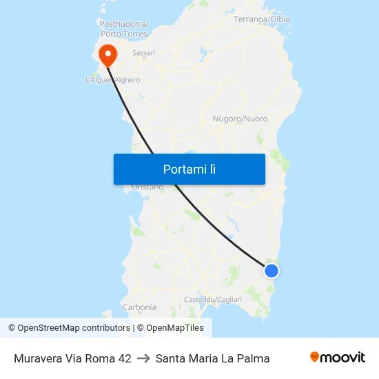 Muravera Via Roma 42 to Santa Maria La Palma map