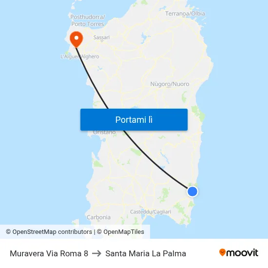 Muravera Via Roma 8 to Santa Maria La Palma map