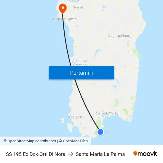 SS 195 Ex Dck-Orti Di Nora to Santa Maria La Palma map