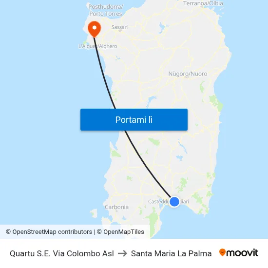 Quartu S.E. Via Colombo Asl to Santa Maria La Palma map