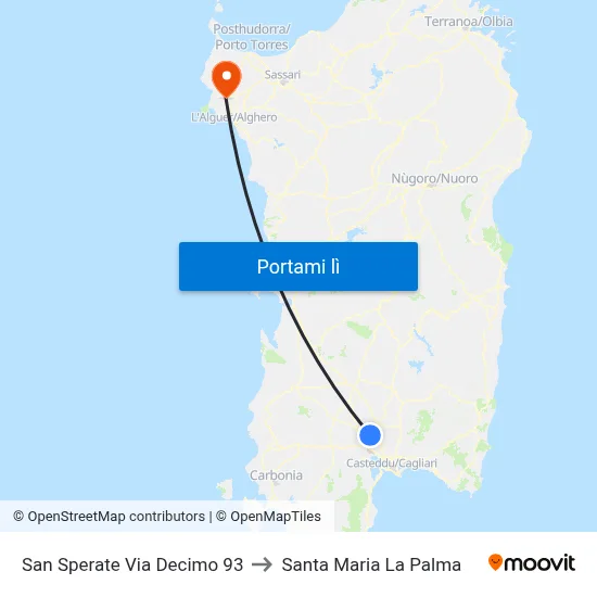San Sperate Via Decimo 93 to Santa Maria La Palma map