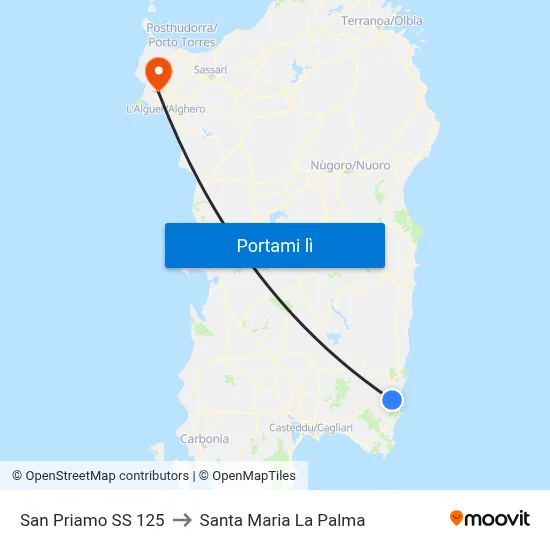 San Priamo SS 125 to Santa Maria La Palma map