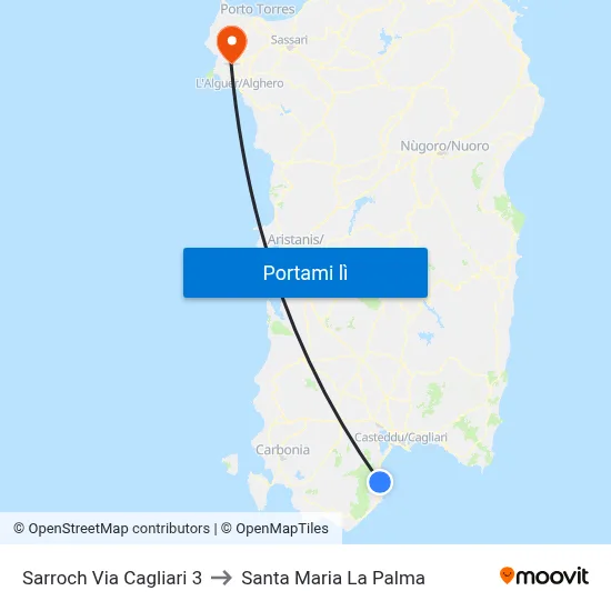 Sarroch Via Cagliari 3 to Santa Maria La Palma map
