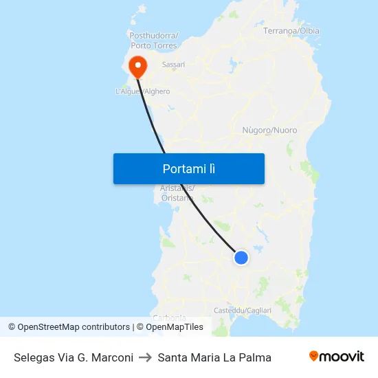 Selegas Via G. Marconi to Santa Maria La Palma map