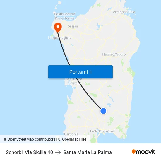 Senorbi' Via Sicilia 40 to Santa Maria La Palma map