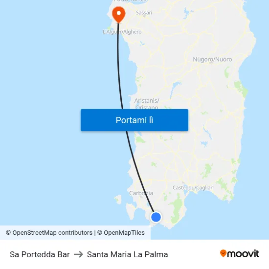 Sa Portedda Bar to Santa Maria La Palma map