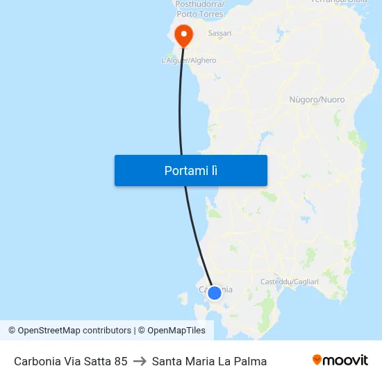 Carbonia Via Satta 85 to Santa Maria La Palma map
