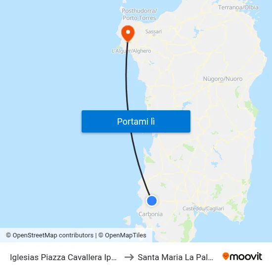 Iglesias Piazza Cavallera Ipsia to Santa Maria La Palma map