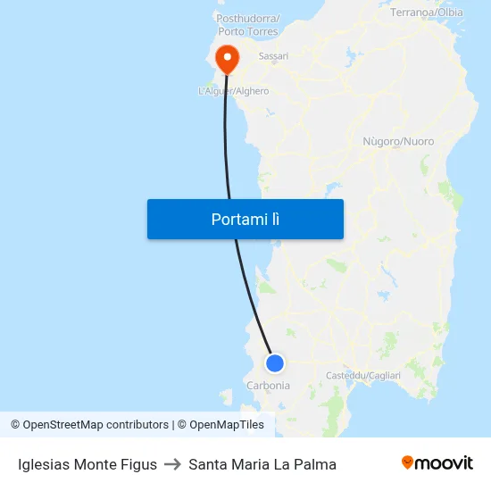 Iglesias Monte Figus to Santa Maria La Palma map