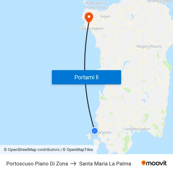 Portoscuso Piano Di Zona to Santa Maria La Palma map