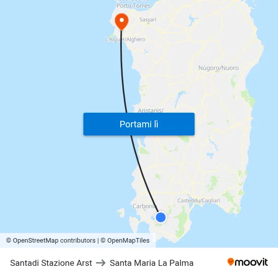 Santadi Stazione Arst to Santa Maria La Palma map