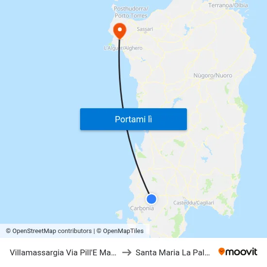 Villamassargia Via Pill'E Matta to Santa Maria La Palma map