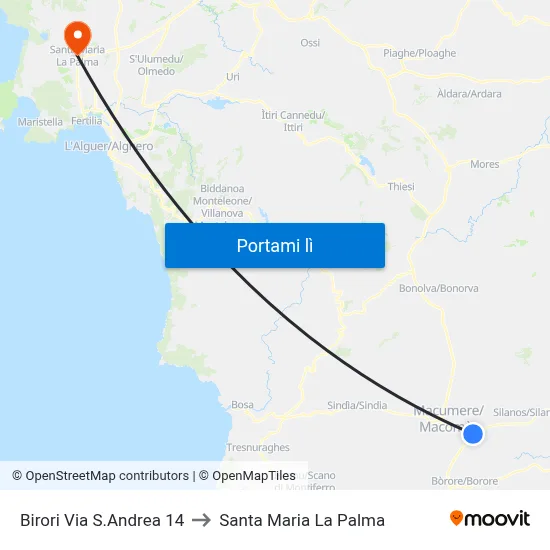 Birori Via S.Andrea 14 to Santa Maria La Palma map