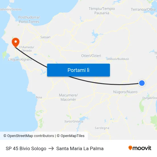 SP 45 Bivio Sologo to Santa Maria La Palma map