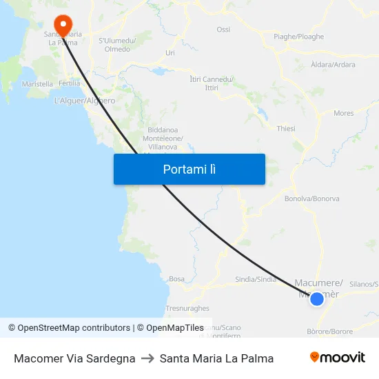 Macomer Via Sardegna to Santa Maria La Palma map