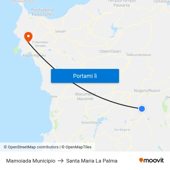 Mamoiada Municipio to Santa Maria La Palma map