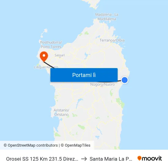 Orosei SS 125 Km 231.5 Direz Nord to Santa Maria La Palma map