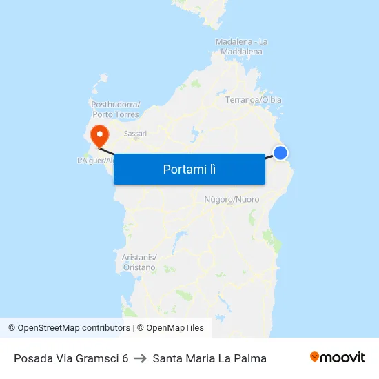 Posada Via Gramsci 6 to Santa Maria La Palma map