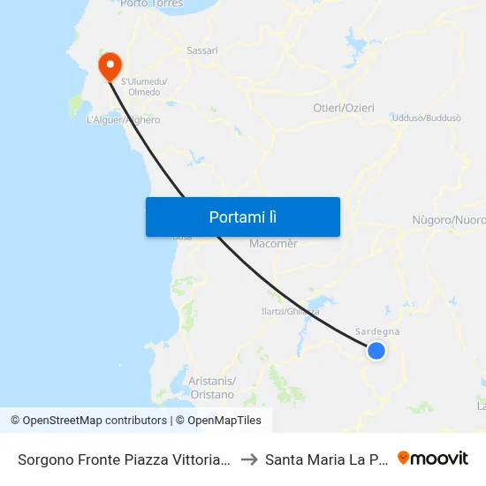 Sorgono Fronte Piazza Vittoria-Chiesa to Santa Maria La Palma map