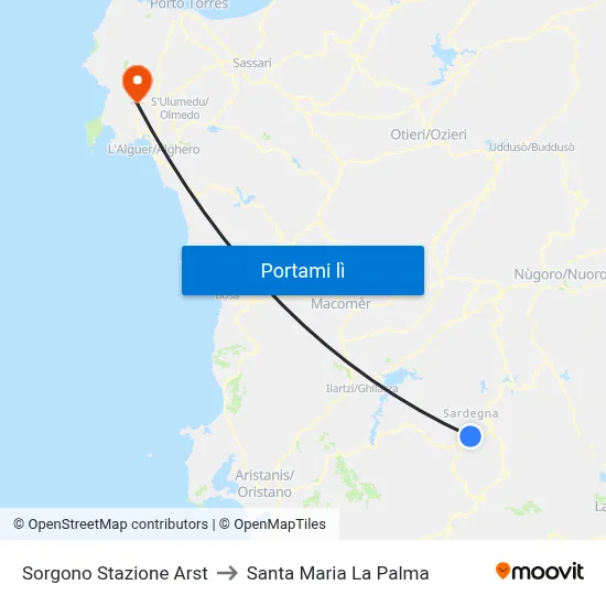 Sorgono Stazione Arst to Santa Maria La Palma map