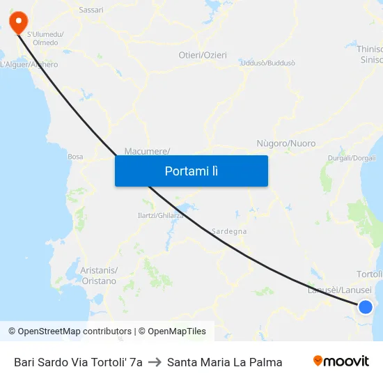 Bari Sardo Via Tortoli' 7a to Santa Maria La Palma map