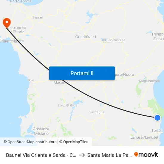 Baunei Via Orientale Sarda - Chiesa to Santa Maria La Palma map
