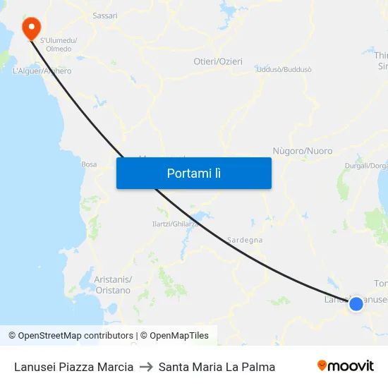 Lanusei Piazza Marcia to Santa Maria La Palma map