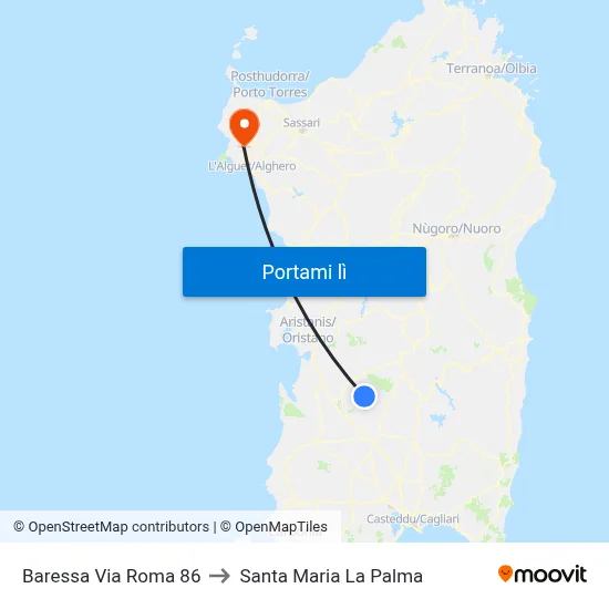 Baressa Via Roma 86 to Santa Maria La Palma map
