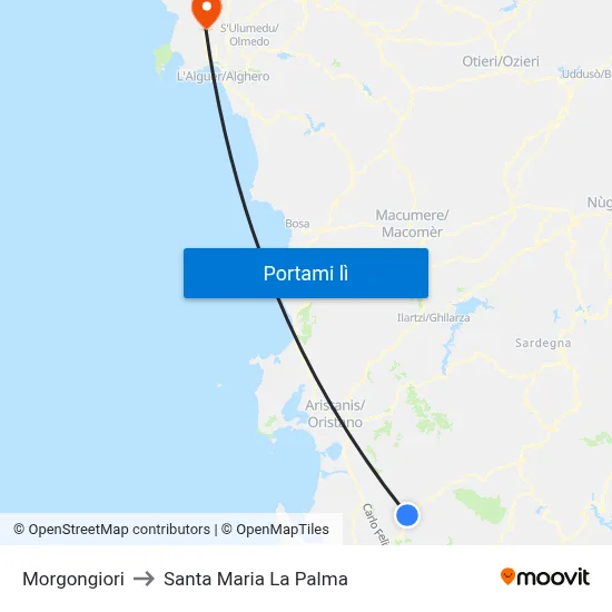 Morgongiori to Santa Maria La Palma map