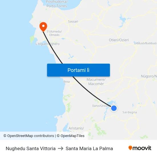 Nughedu Santa Vittoria to Santa Maria La Palma map