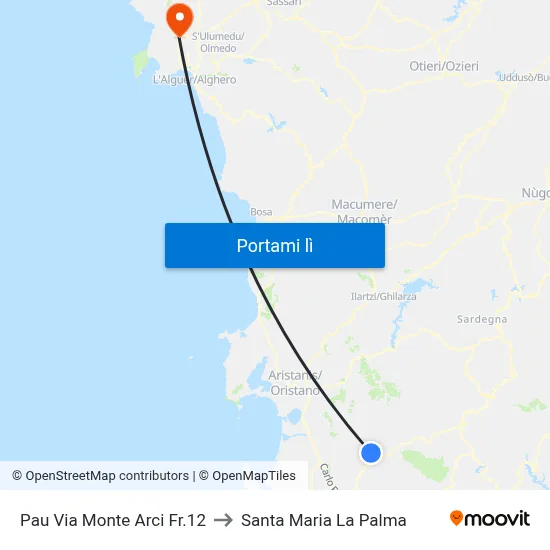 Pau Via Monte Arci Fr.12 to Santa Maria La Palma map