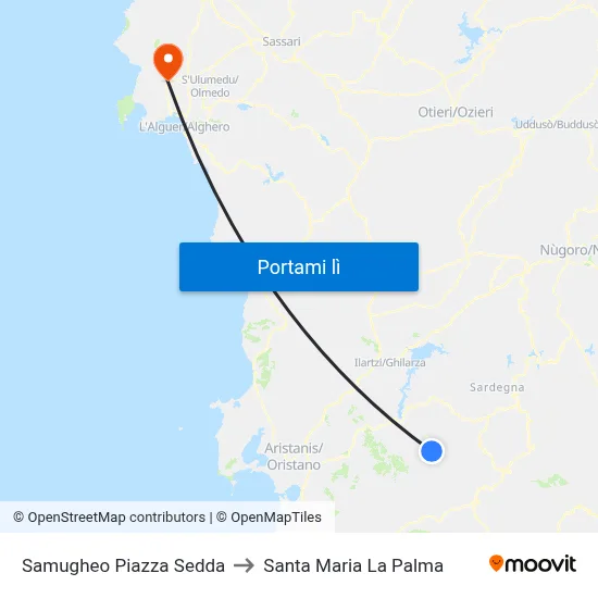 Samugheo Piazza Sedda to Santa Maria La Palma map