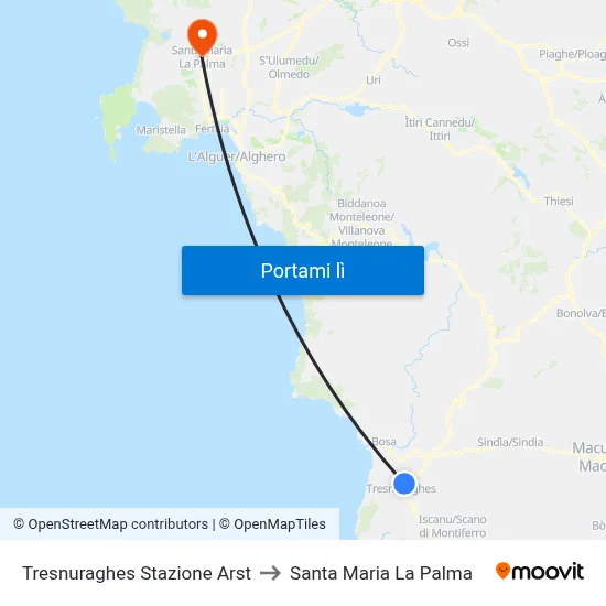 Tresnuraghes Stazione Arst to Santa Maria La Palma map