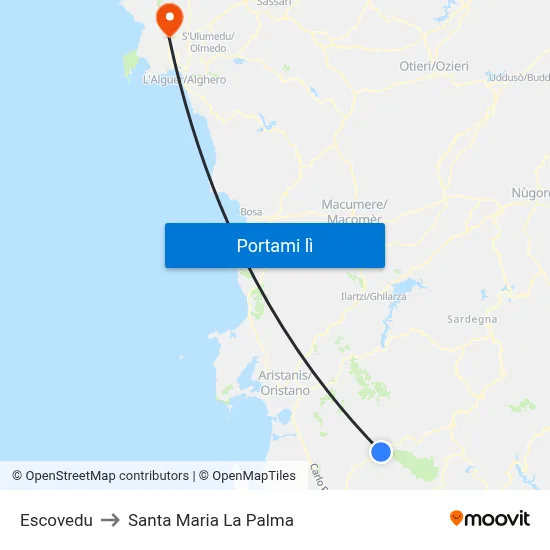 Escovedu to Santa Maria La Palma map
