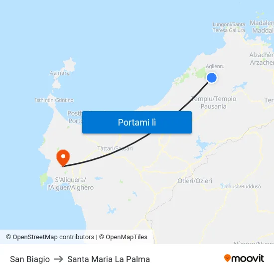 San Biagio to Santa Maria La Palma map