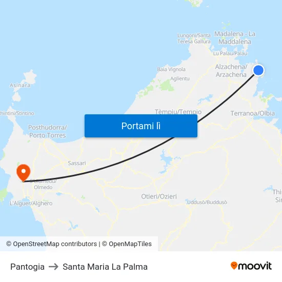 Pantogia to Santa Maria La Palma map
