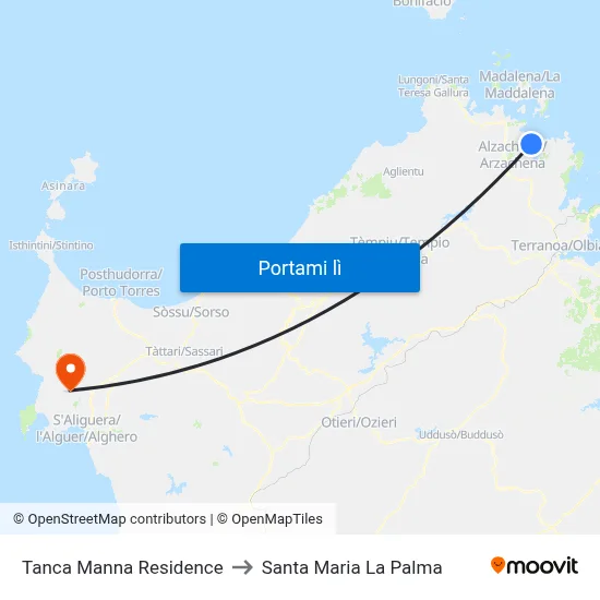 Tanca Manna Residence to Santa Maria La Palma map