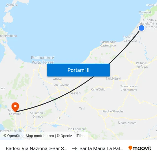 Badesi Via Nazionale-Bar Sole to Santa Maria La Palma map