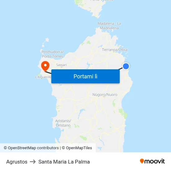 Agrustos to Santa Maria La Palma map