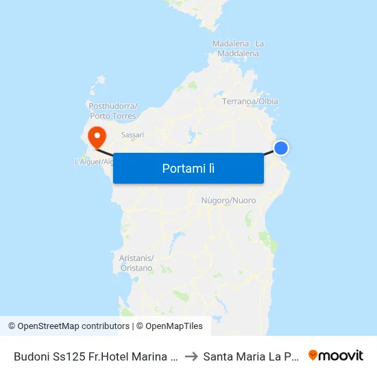 Budoni Ss125 Fr.Hotel Marina Seada to Santa Maria La Palma map