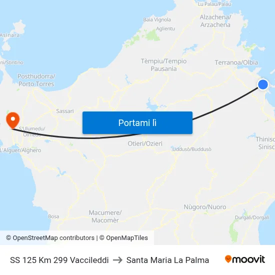 SS 125 Km 299 Vaccileddi to Santa Maria La Palma map