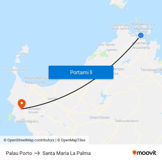 Palau Porto to Santa Maria La Palma map